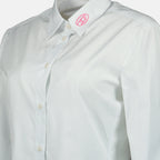 white striped shirt, C-Gisel shirt, classic collar shirt, cotton shirt, embroidered logo shirt