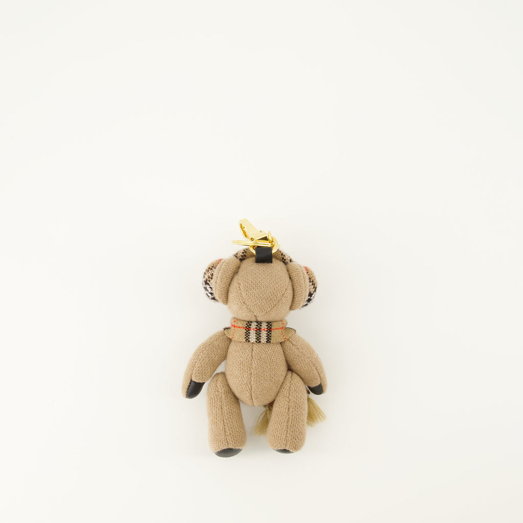 Burberry keychain, Thomas Bear accessory, wool cashmere keychain, beige keychain, designer keychain