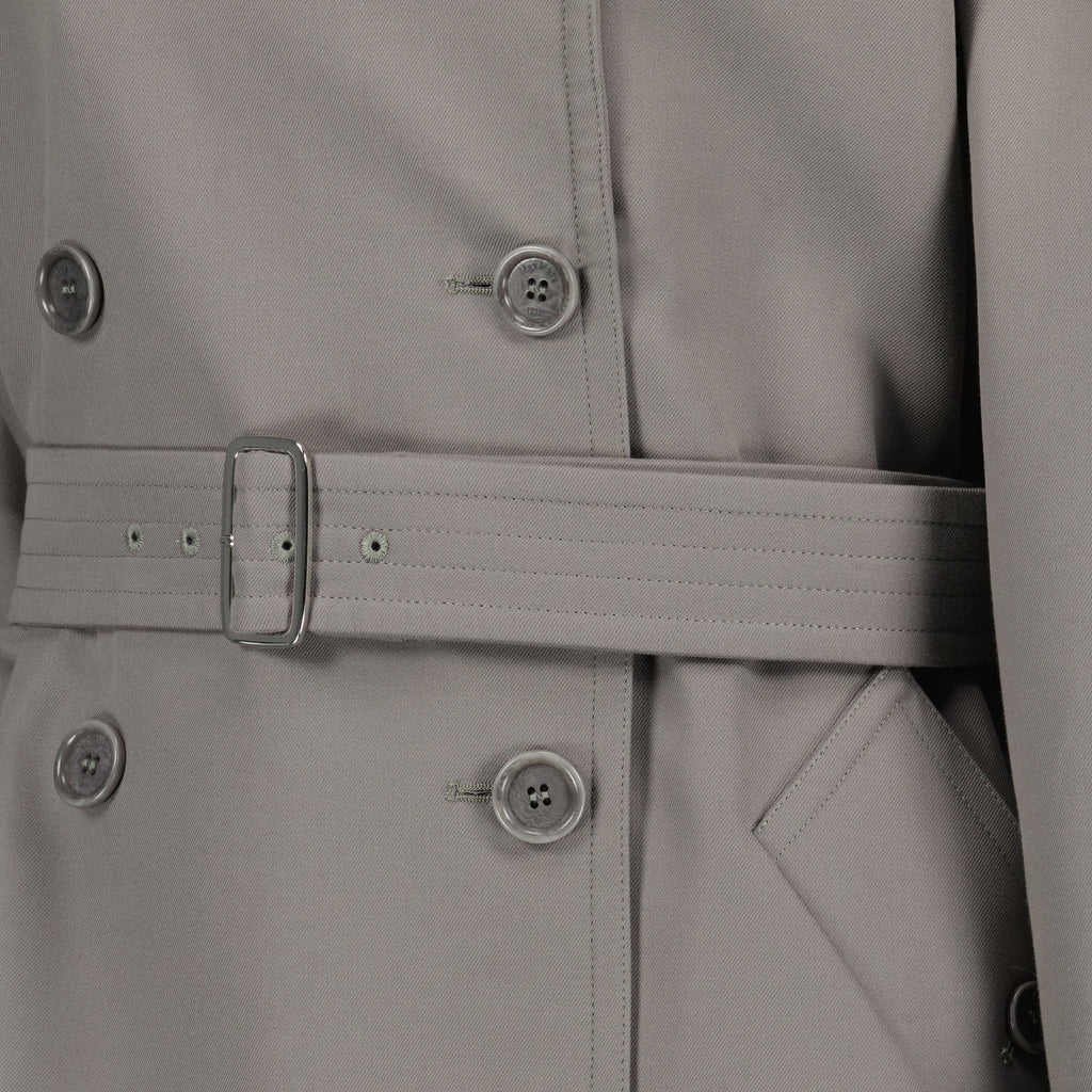 Mid-Length Trench Coat in Grey Cotton Gabardine
