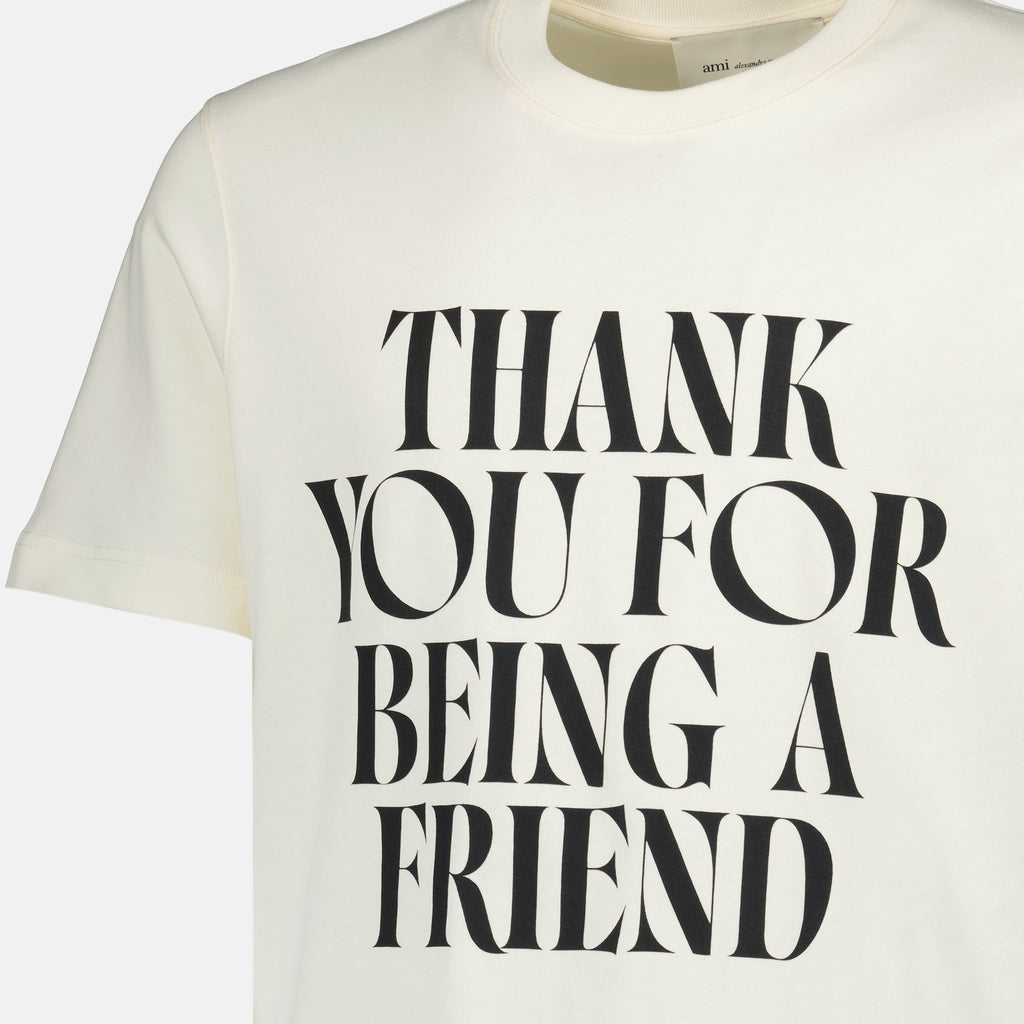 Imagen de camiseta blanca con estampado de Ami PARIS para unisex - Temporada Primavera-Verano 2026 - Vista de detalle 2