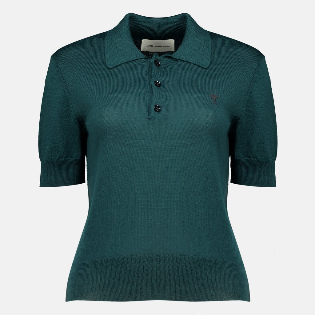 Grünes Wollpolo de Cœur