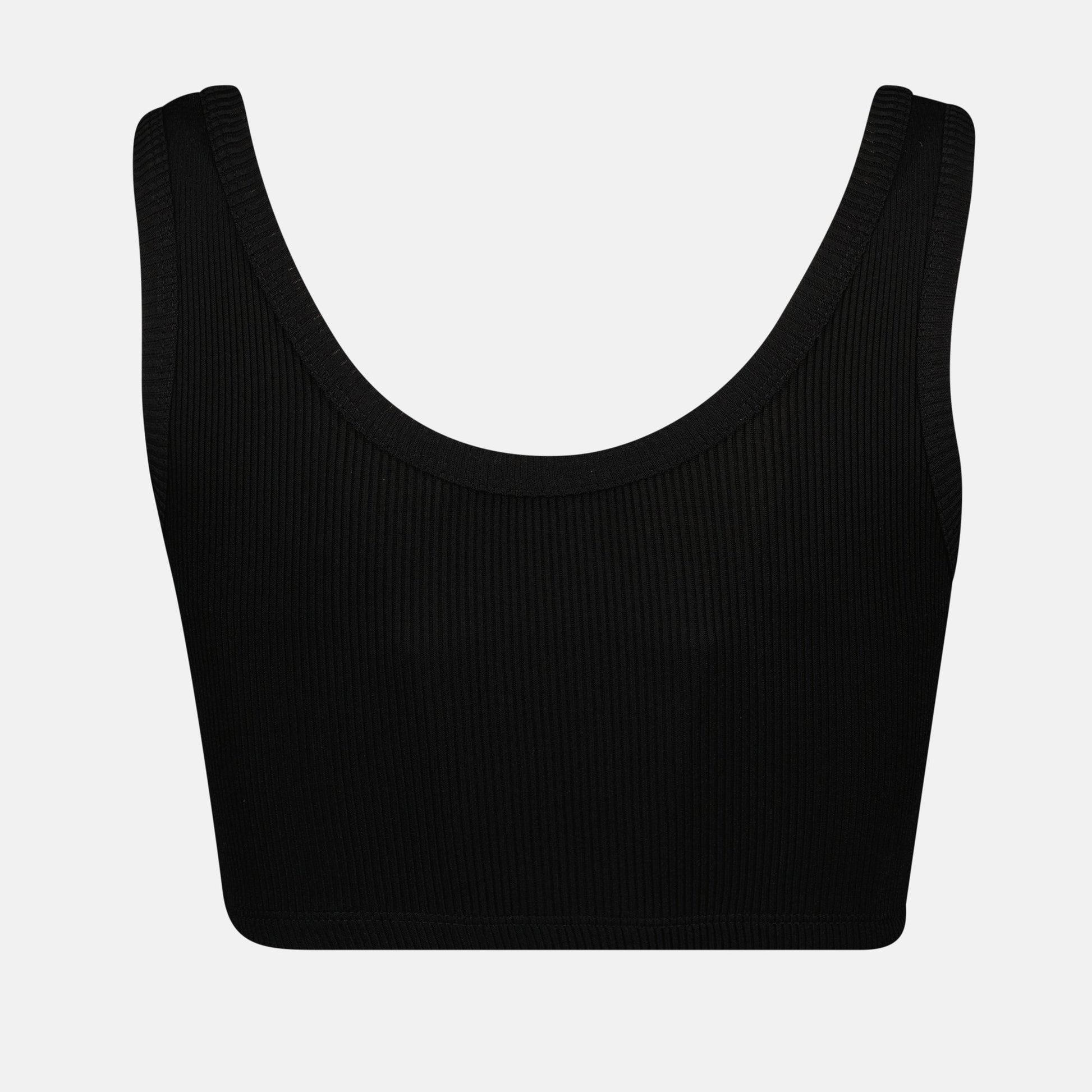 black logo bralette, viscose jersey, enamel logo, ribbed edges, spring-summer collection