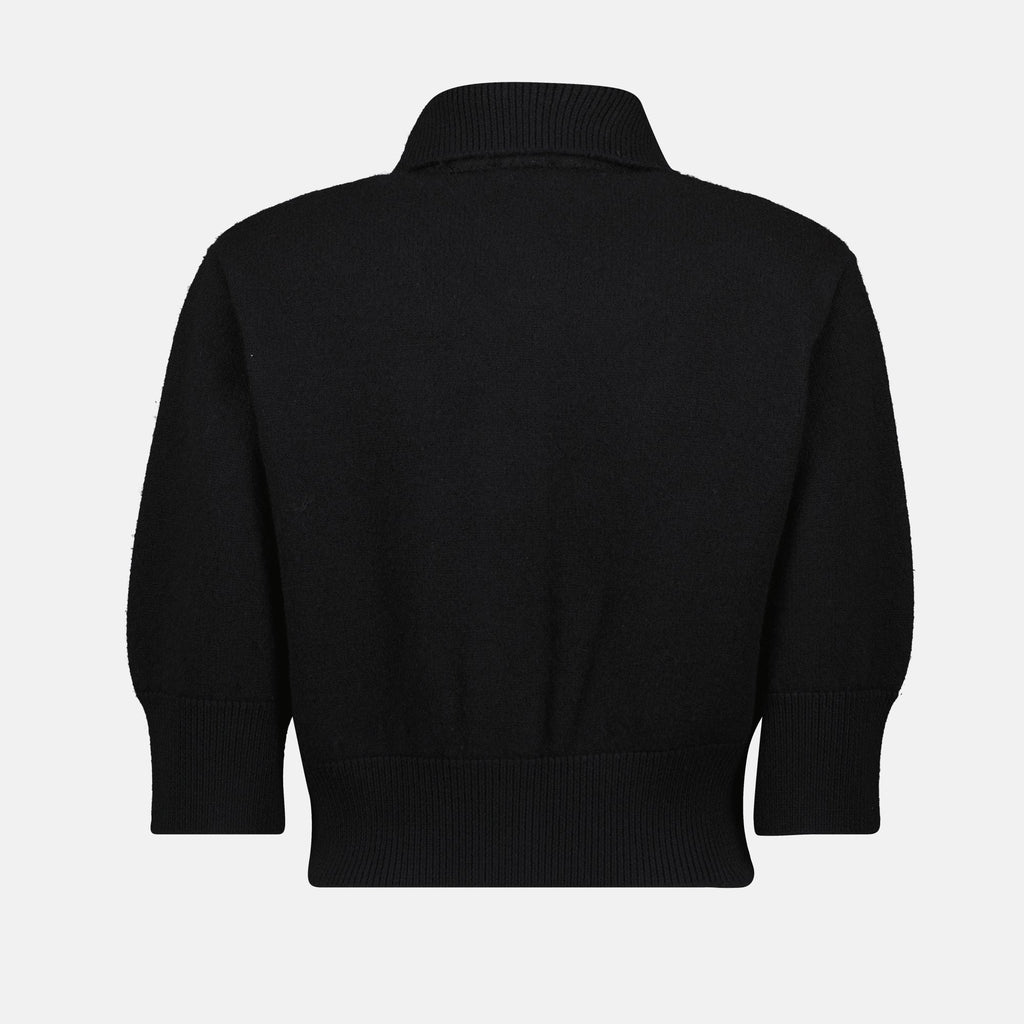 black cardigan, Patou wool cardigan, women's fashion, luxury knitwear, autumn-winter collection