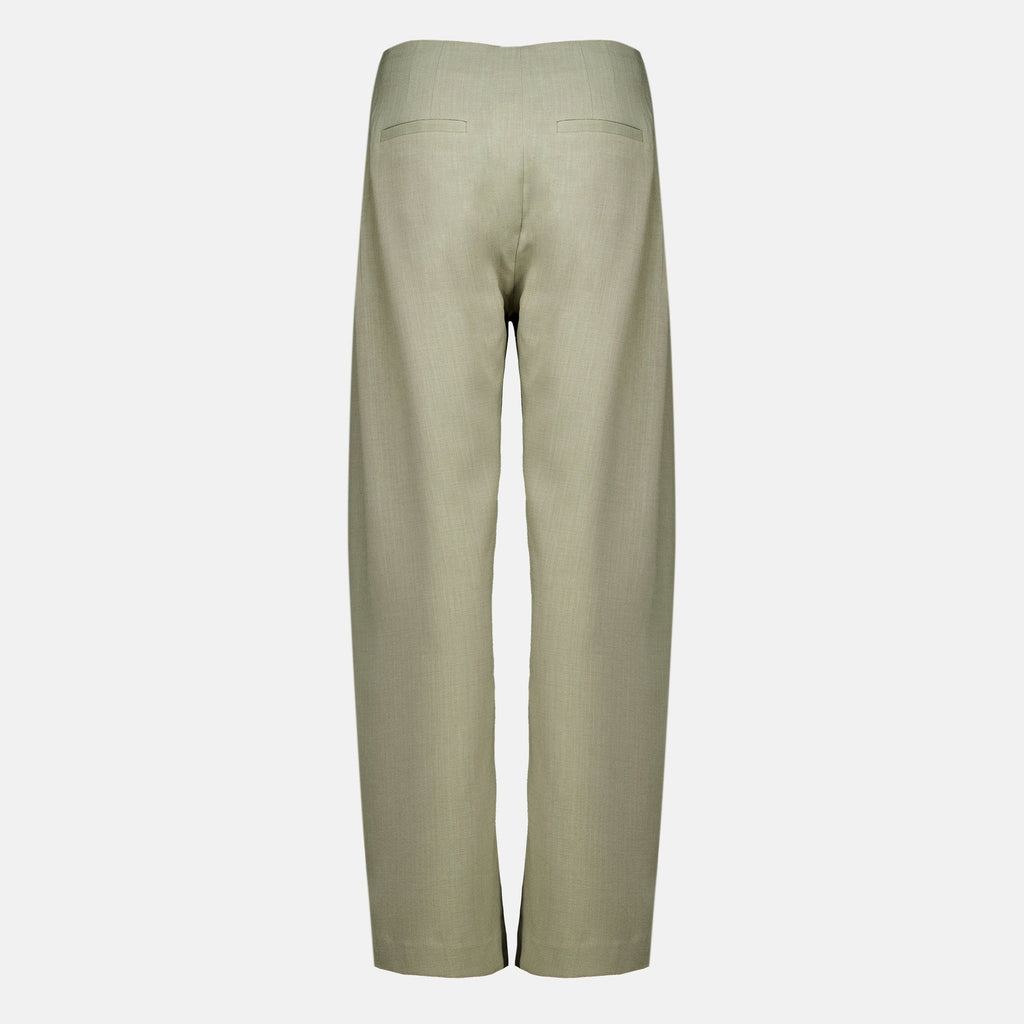 Kaki Wide Trousers with Pleats