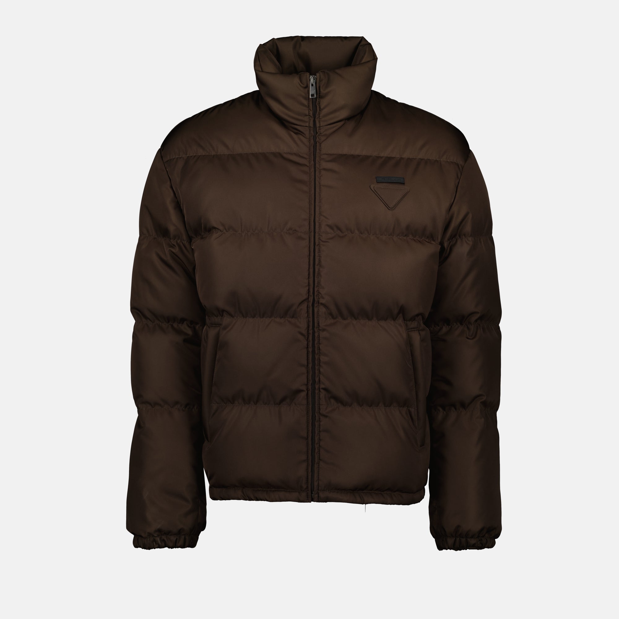 Prada jacket, nylon down jacket, men's outerwear, brown jacket, autumn winter collection