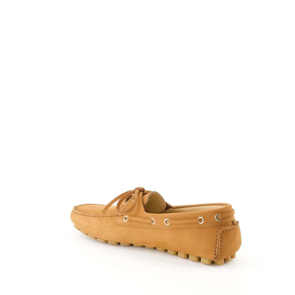 driver moccasins, VLogo Signature, buffalo leather shoes, brown moccasins, rubber sole footwear