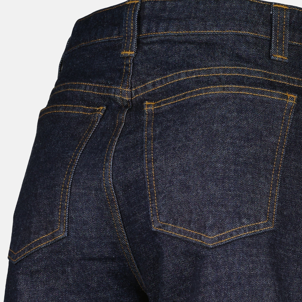 Khaite Flare Jean, High Waist Denim, Navy Flare Pants, Five Pocket Jeans, Womens Denim Fashion