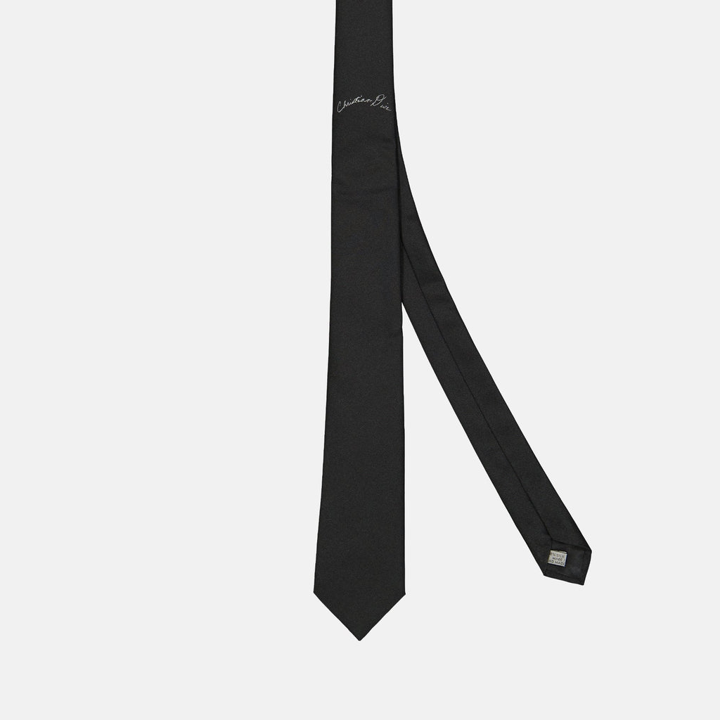 Dior tie, black jacquard tie, luxury silk tie, Autumn-Winter 2024, elegant men's accessories