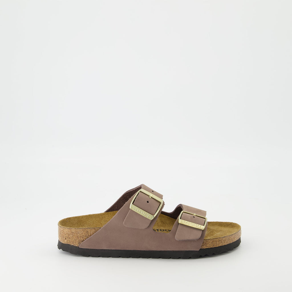 Birkenstock Arizona sandals, violet sandals, comfortable summer footwear, adjustable leather sandals, EVA sole sandals