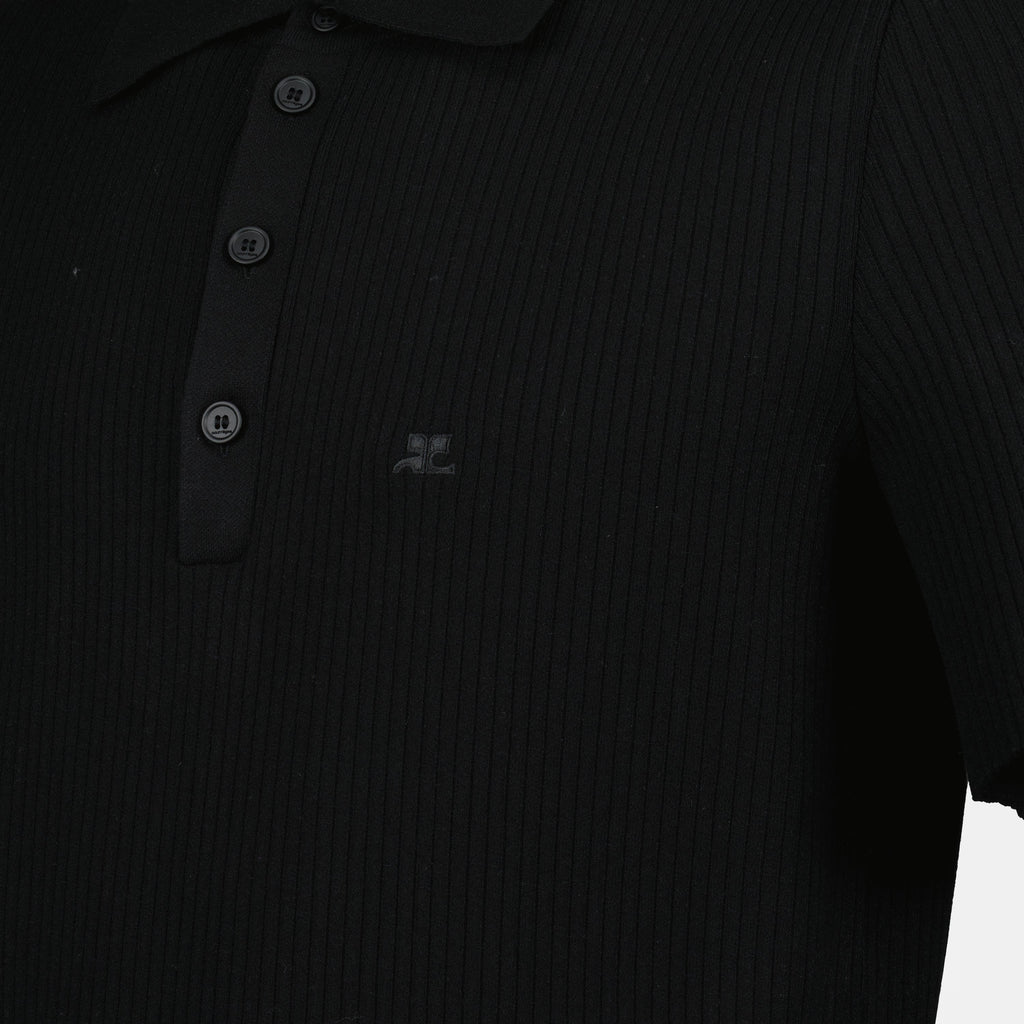 black polo shirt, ribbed knit polo, men's fashion, casual wear, Spring-Summer collection