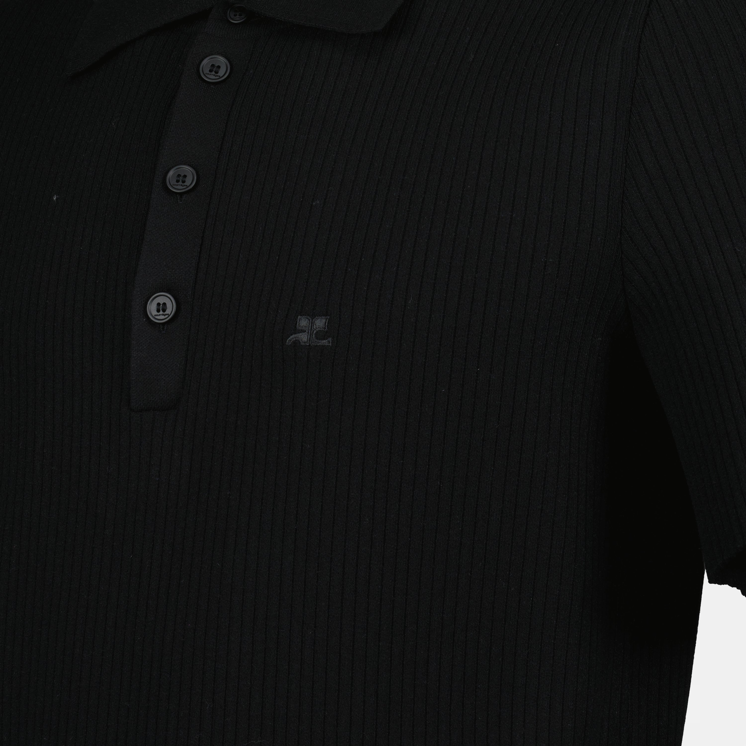 black polo shirt, ribbed knit polo, men's fashion, casual wear, Spring-Summer collection