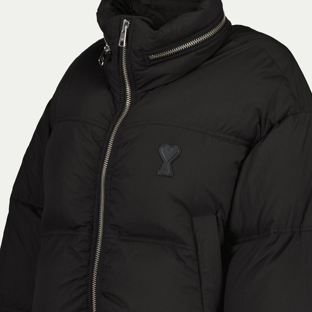 Black Technical Jacket, AMI Paris Jacket, Autumn-Winter Fashion, High-neck Jacket, Stylish Outerwear