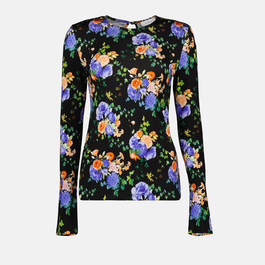 floral print top, slim-fit top, elegant top, viscose top, autumn collection