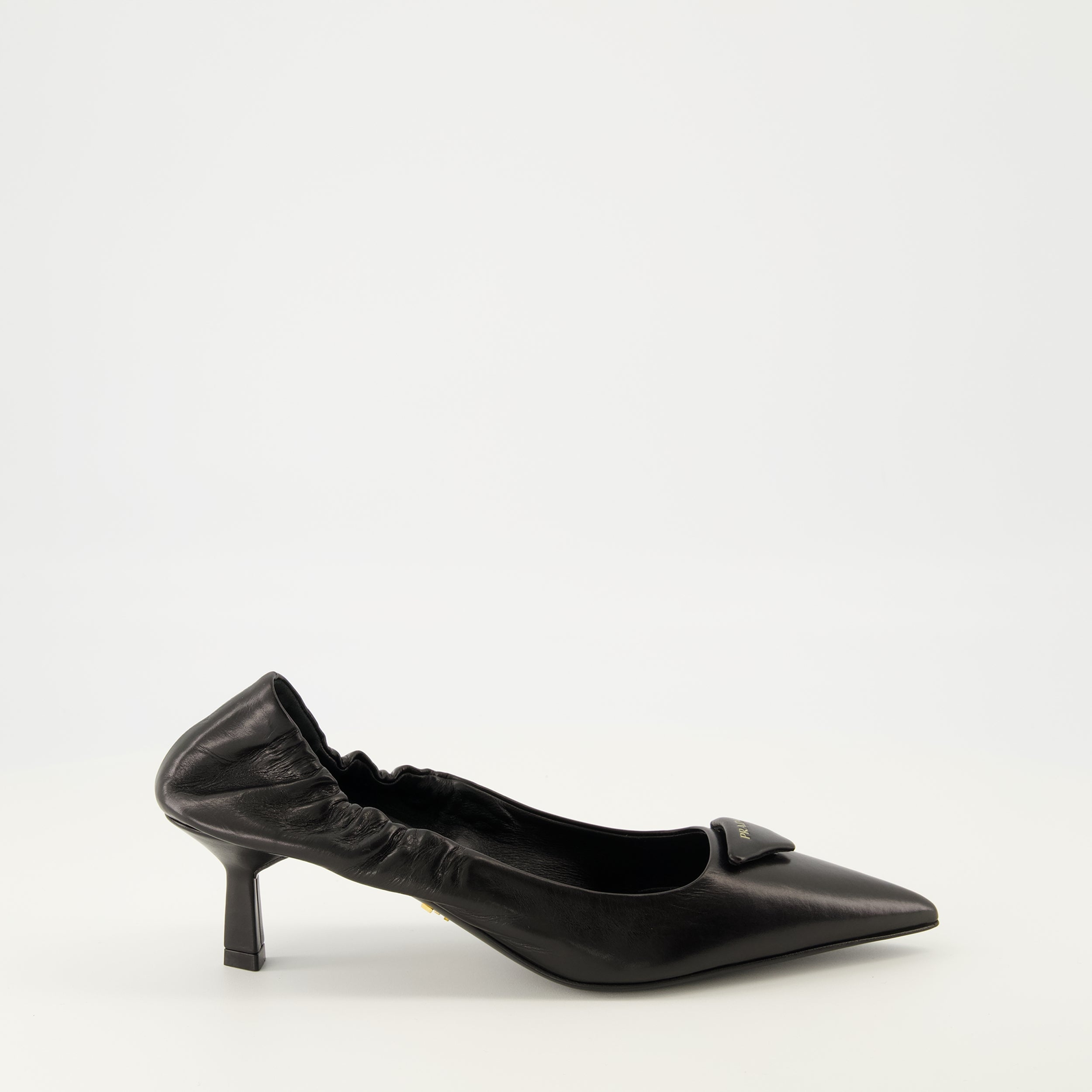 Prada pumps, black leather shoes, slip-on pumps, pointed toe shoes, designer footwear
