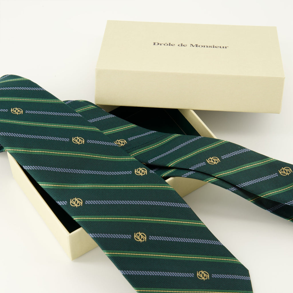 Green Tie, Silk Tie, Monogram Tie, Formal Accessories, Drôle De Monsieur