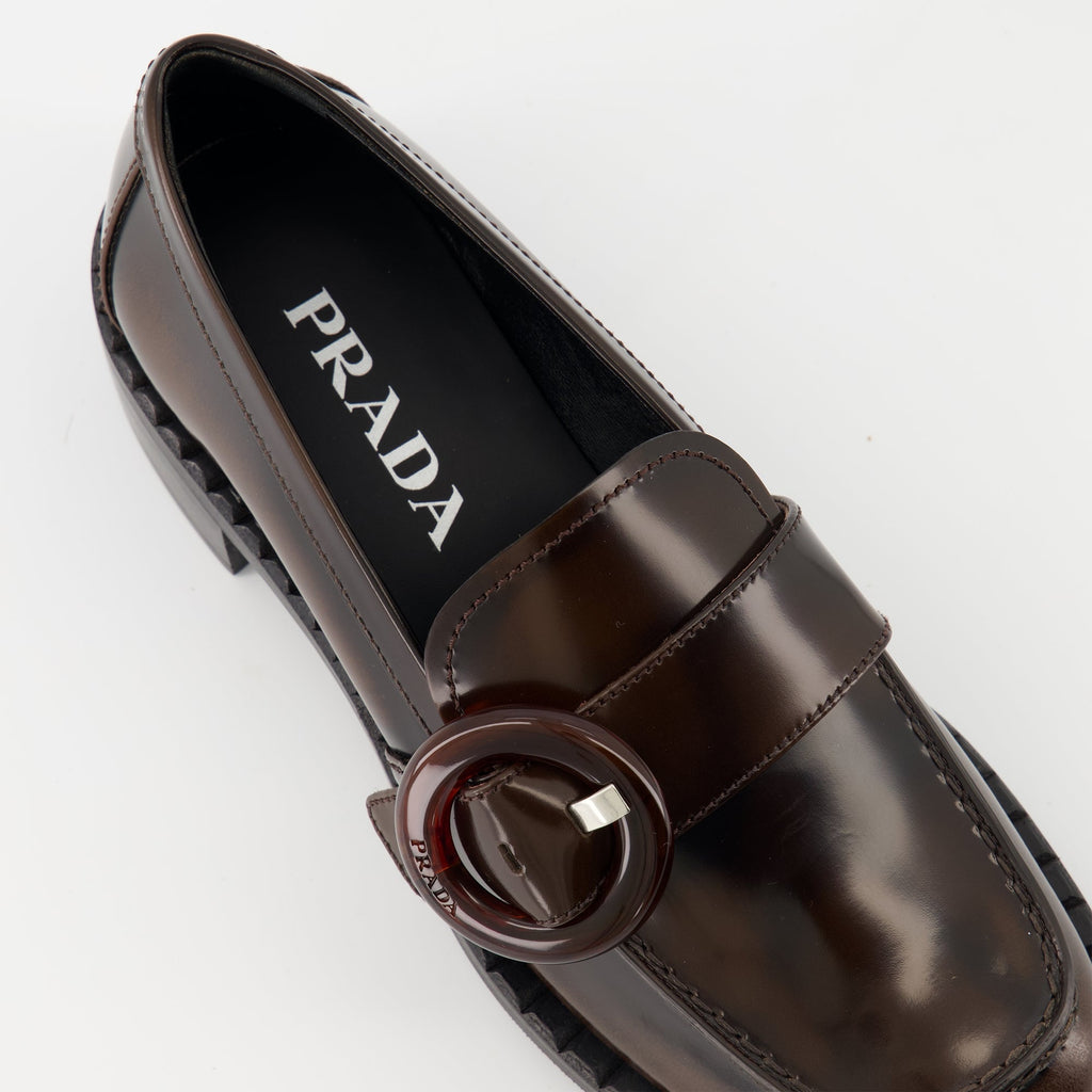 loafers, brown leather shoes, Prada loafers, comfortable footwear, elegant slip-ons
