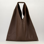 Classic Brown Japanese Bag, MM6 bag, triangular silhouette bag, smooth leather bag, contemporary design bag