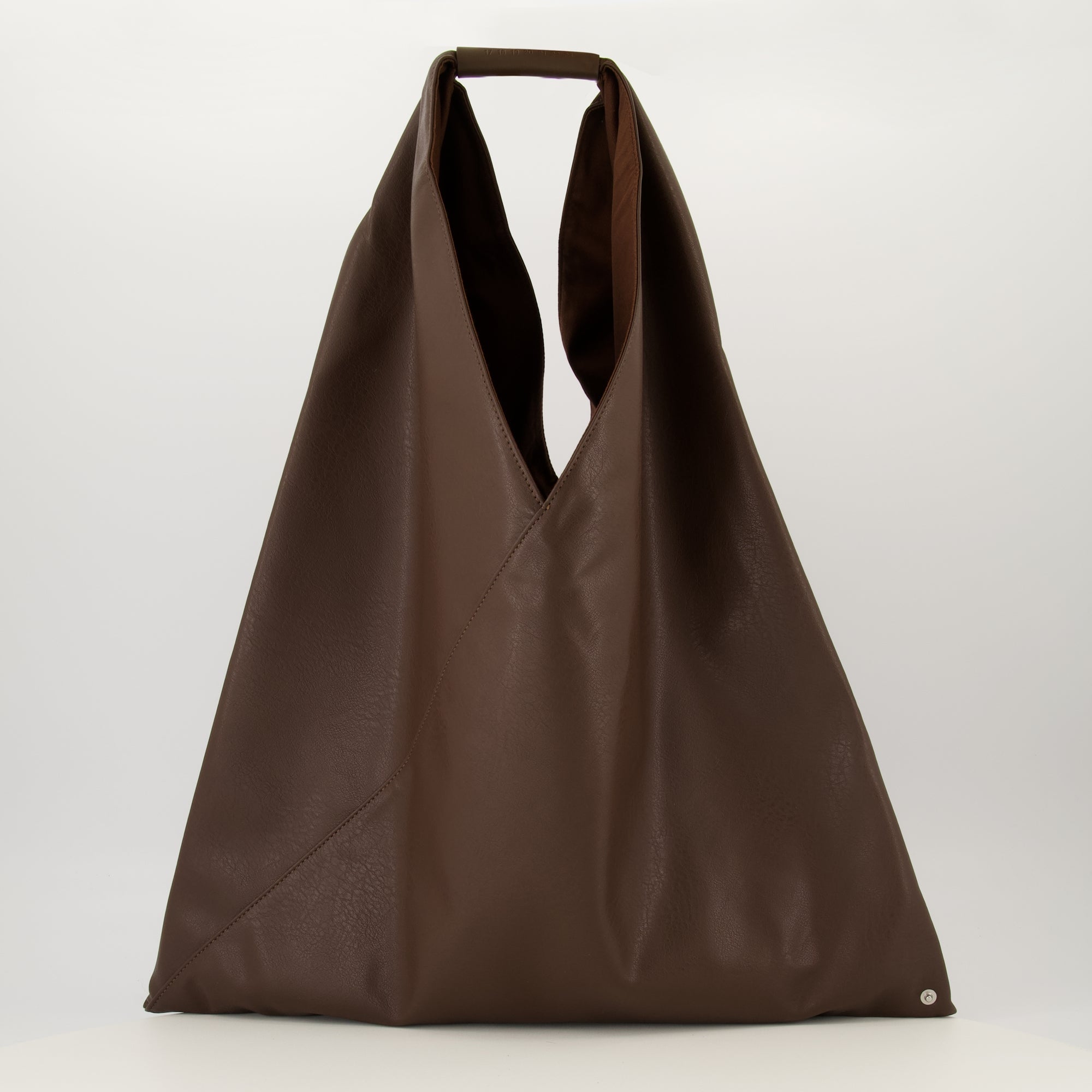 Classic Brown Japanese Bag, MM6 bag, triangular silhouette bag, smooth leather bag, contemporary design bag