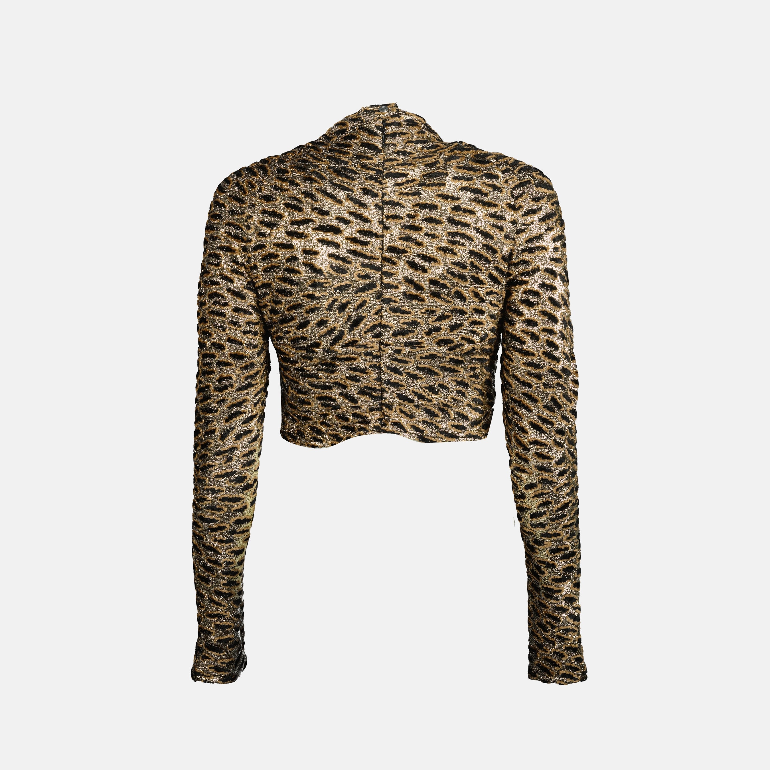 leopard print top, lurex top, Rabanne top, long sleeve top, women’s fashion