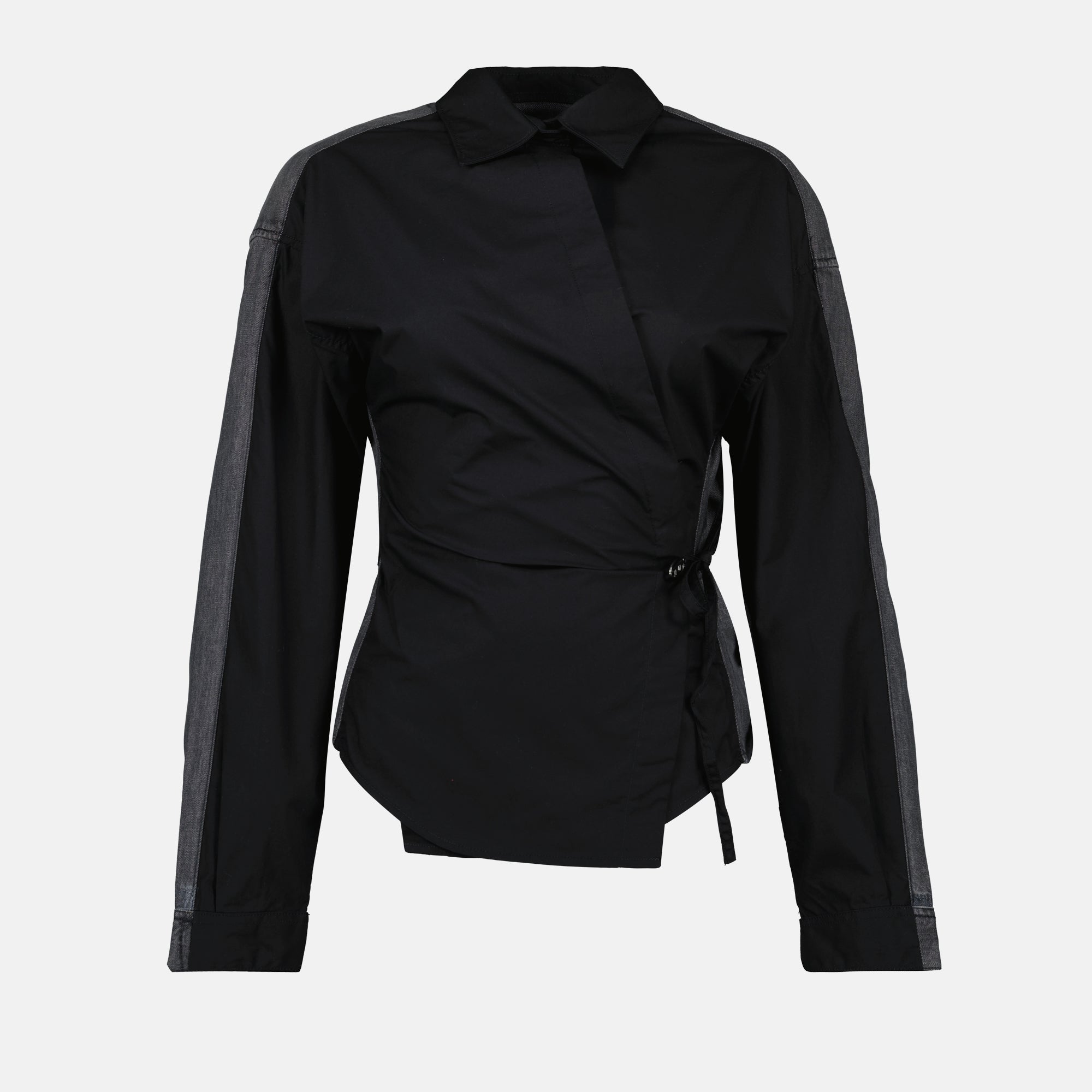 black shirt, cotton shirt, denim back, C-Delphi-Den, stylish shirt