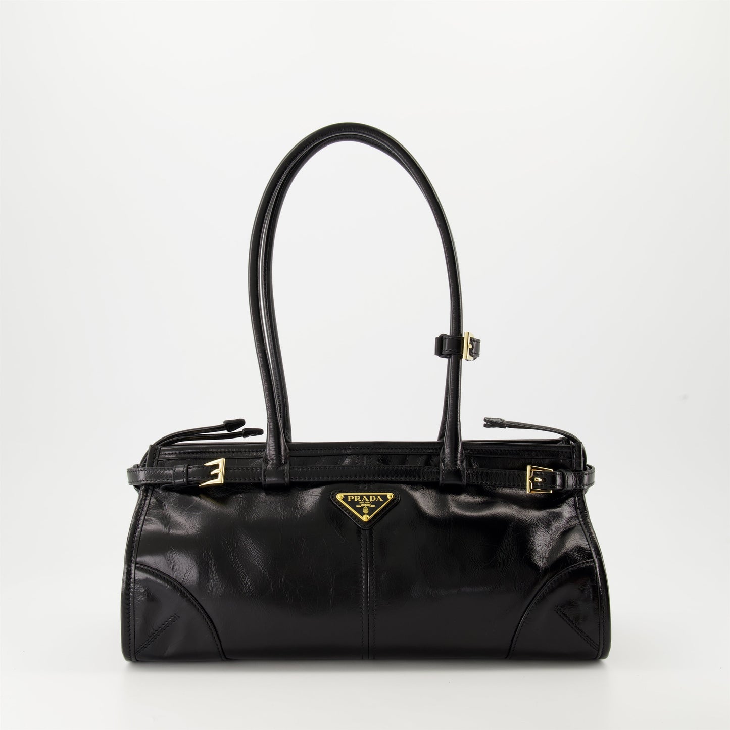 Prada handbag, black leather bag, luxury handbag, Autumn-Winter 2024, elegant accessory