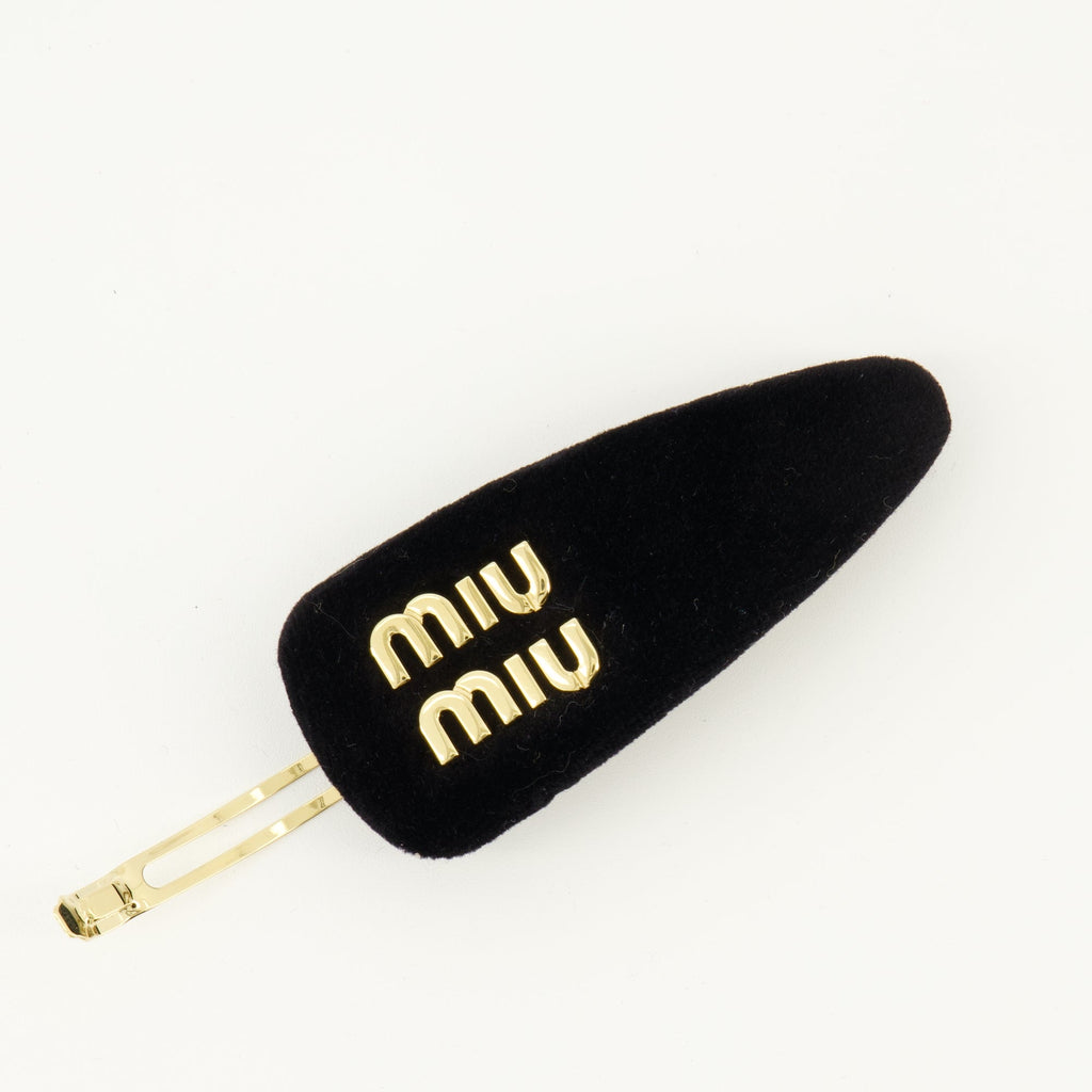 Miu Miu hair clip, black hair accessory, velvet hair clip, luxury hair accessory, Spring-Summer collection
