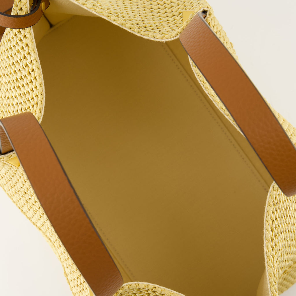 Valentino Garavani tote bag, braided straw bag, fashion tote, designer handbag, luxury accessory