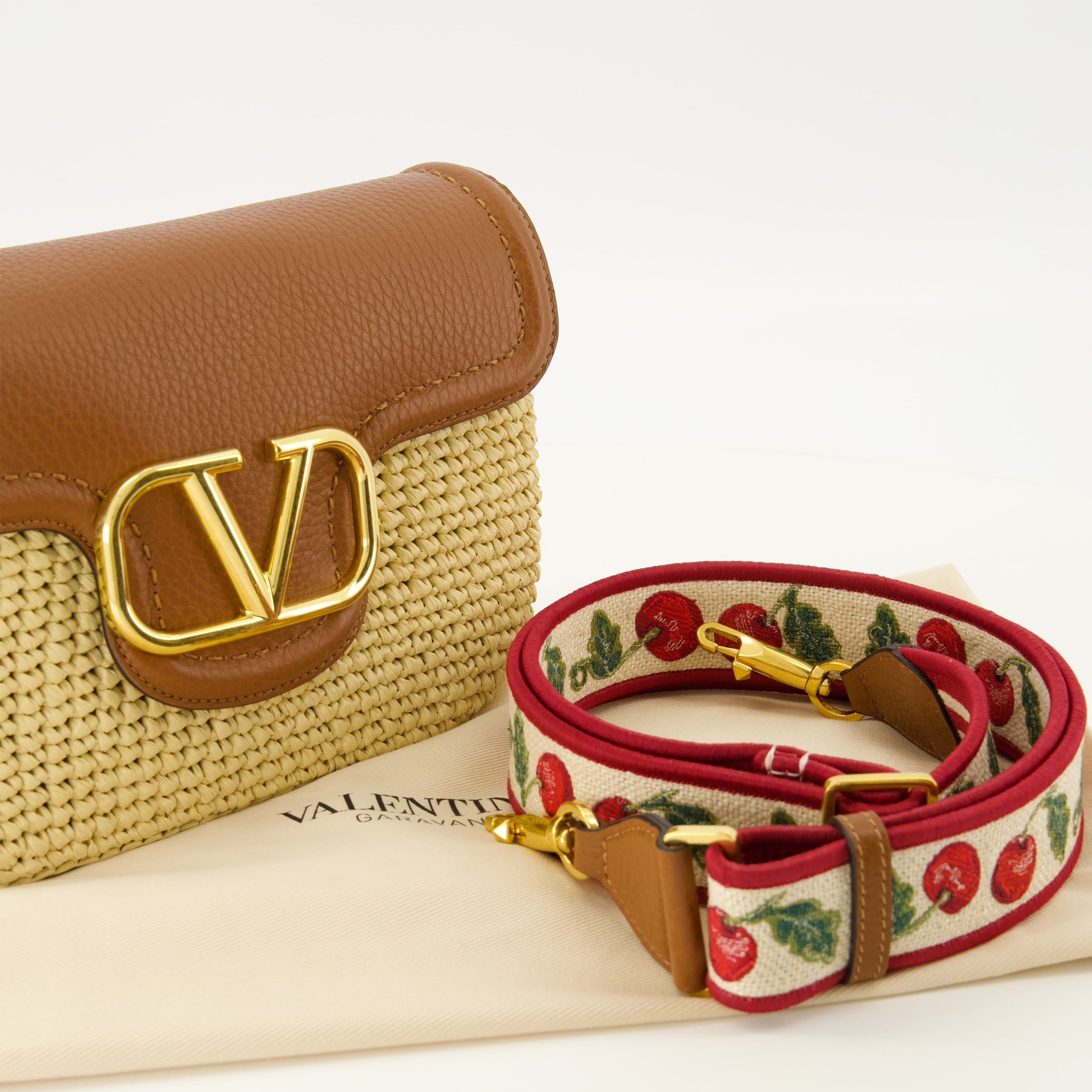 Borsa in Raffia Beige e Pelle