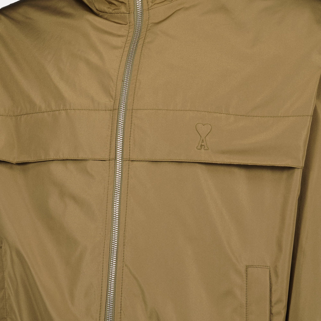AMI PARIS, brown windbreaker, autumn winter collection, polyester polyamide, modern outerwear