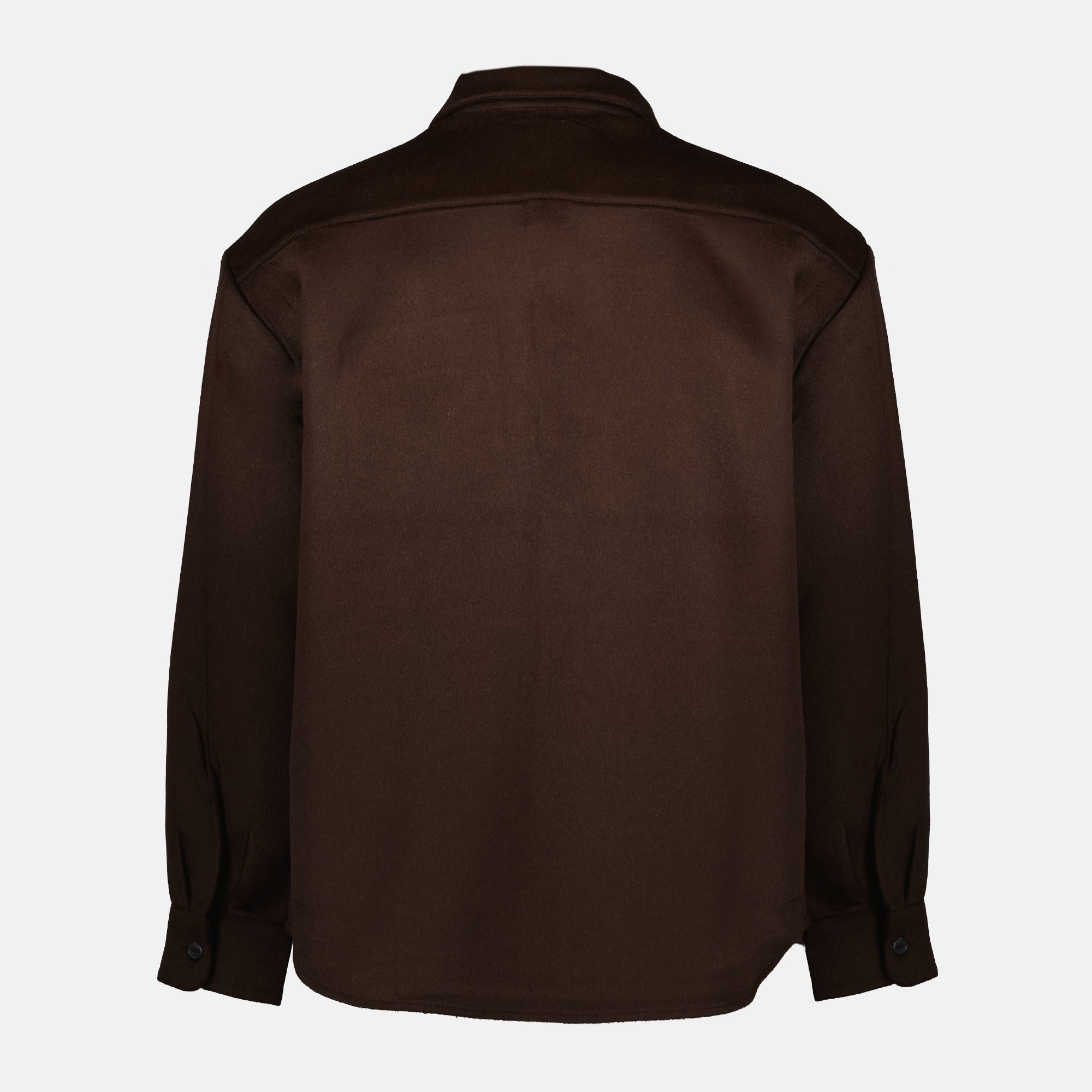 Prada wool shirt, brown shirt, classic collar shirt, luxury casual wear, Autumn-Winter collection