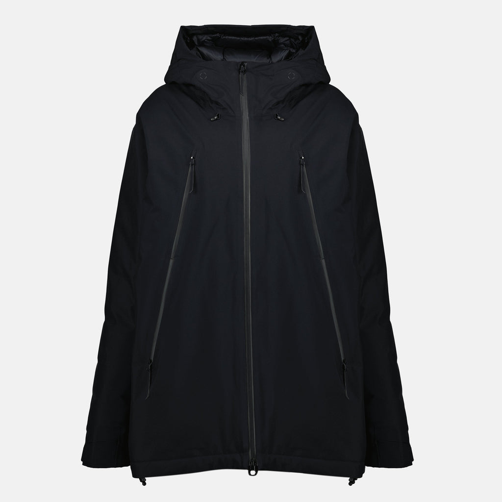 MM6 Salomon parka, down padded parka, black parka, mid-length parka, outerwear for winter