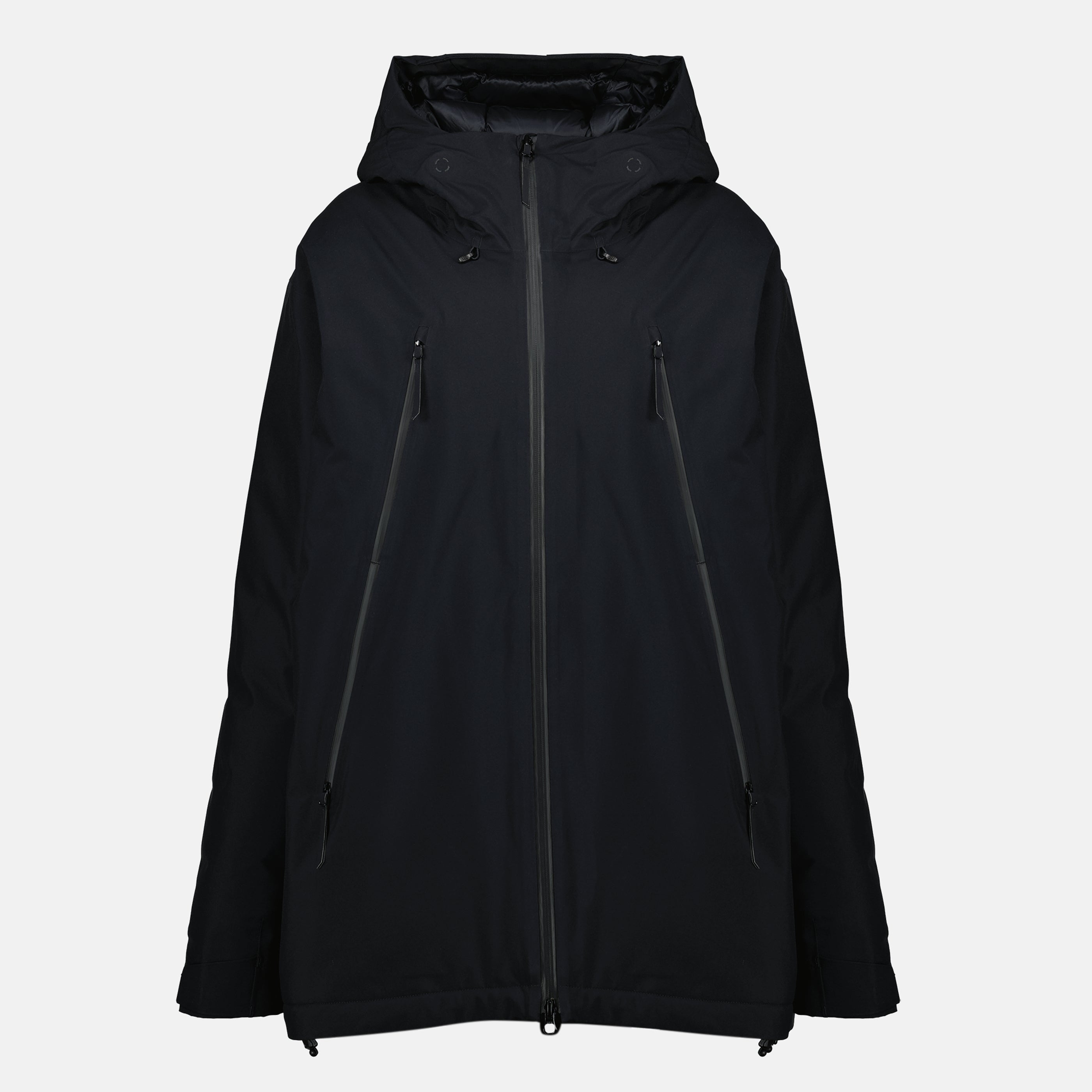 MM6 Salomon parka, down padded parka, black parka, mid-length parka, outerwear for winter