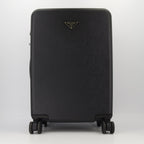 leather rolling luggage, Prada, travel accessories, cabin luggage, luxury travel bag