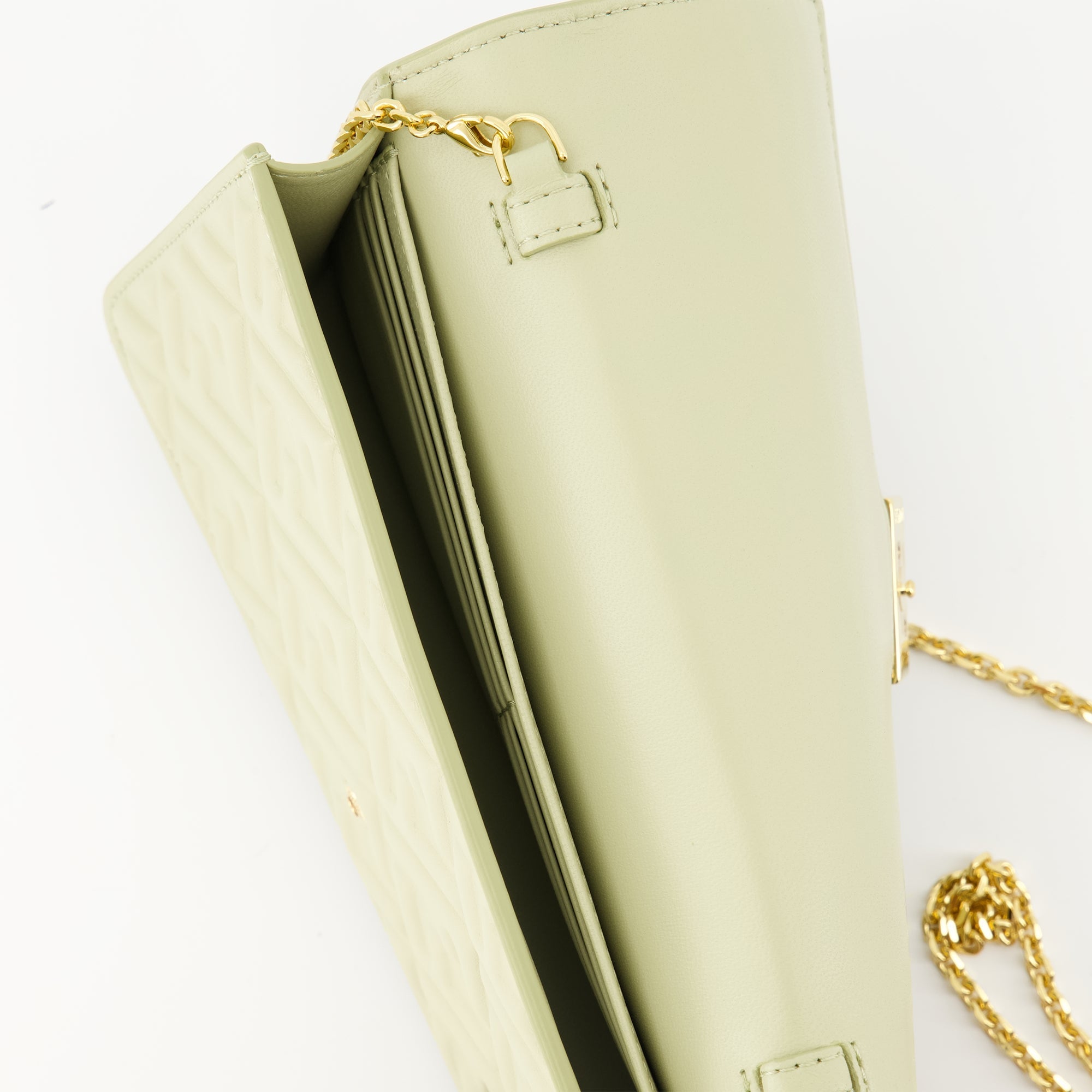 Fendi wallet, green leather wallet, designer wallet, Baguette model, luxury accessory