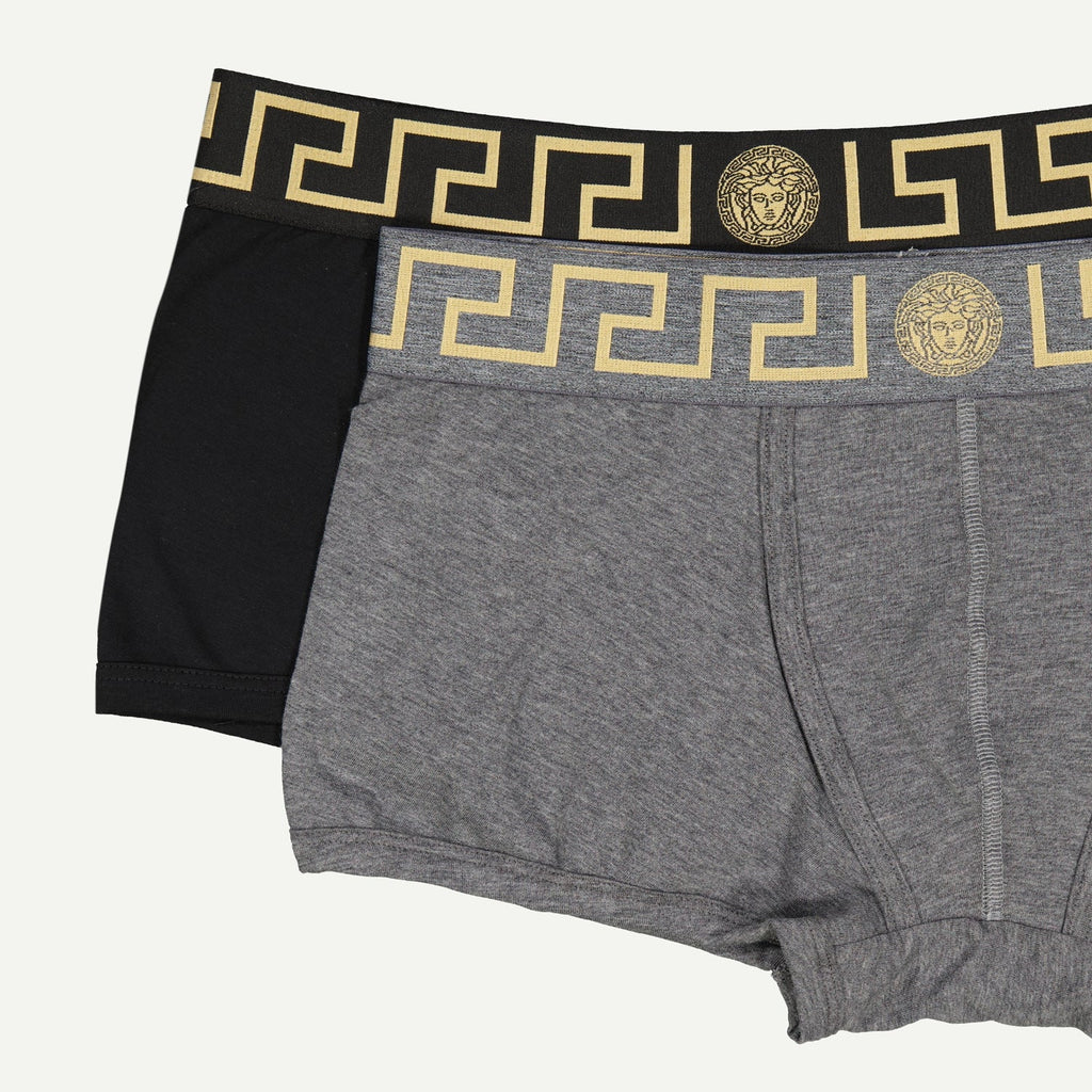 Versace boxers, men's underwear, grey black boxers, cotton elastane boxers, Autumn Winter 2024
