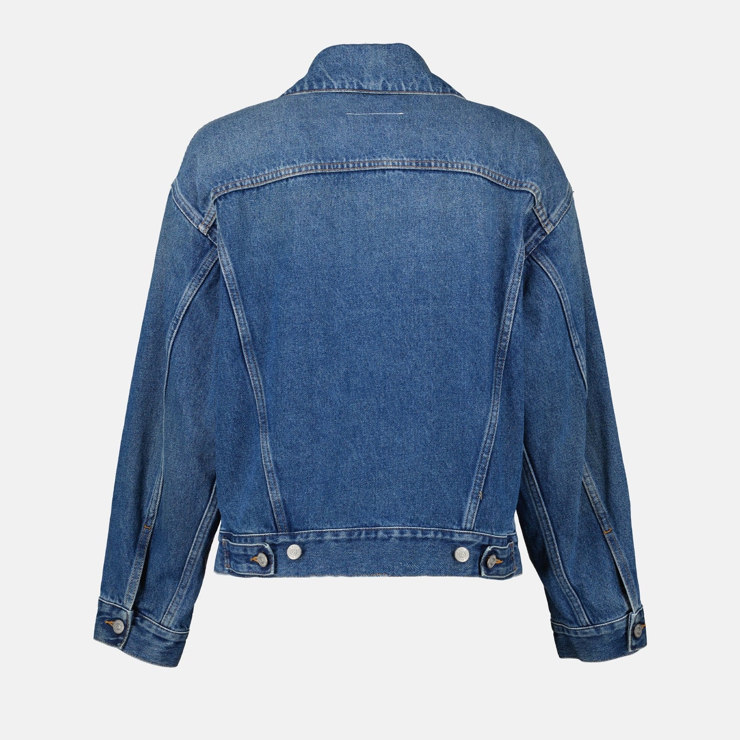 Blue denim jacket, MM6 collection, Autumn-Winter 2024, classic collar jacket, high-quality denim