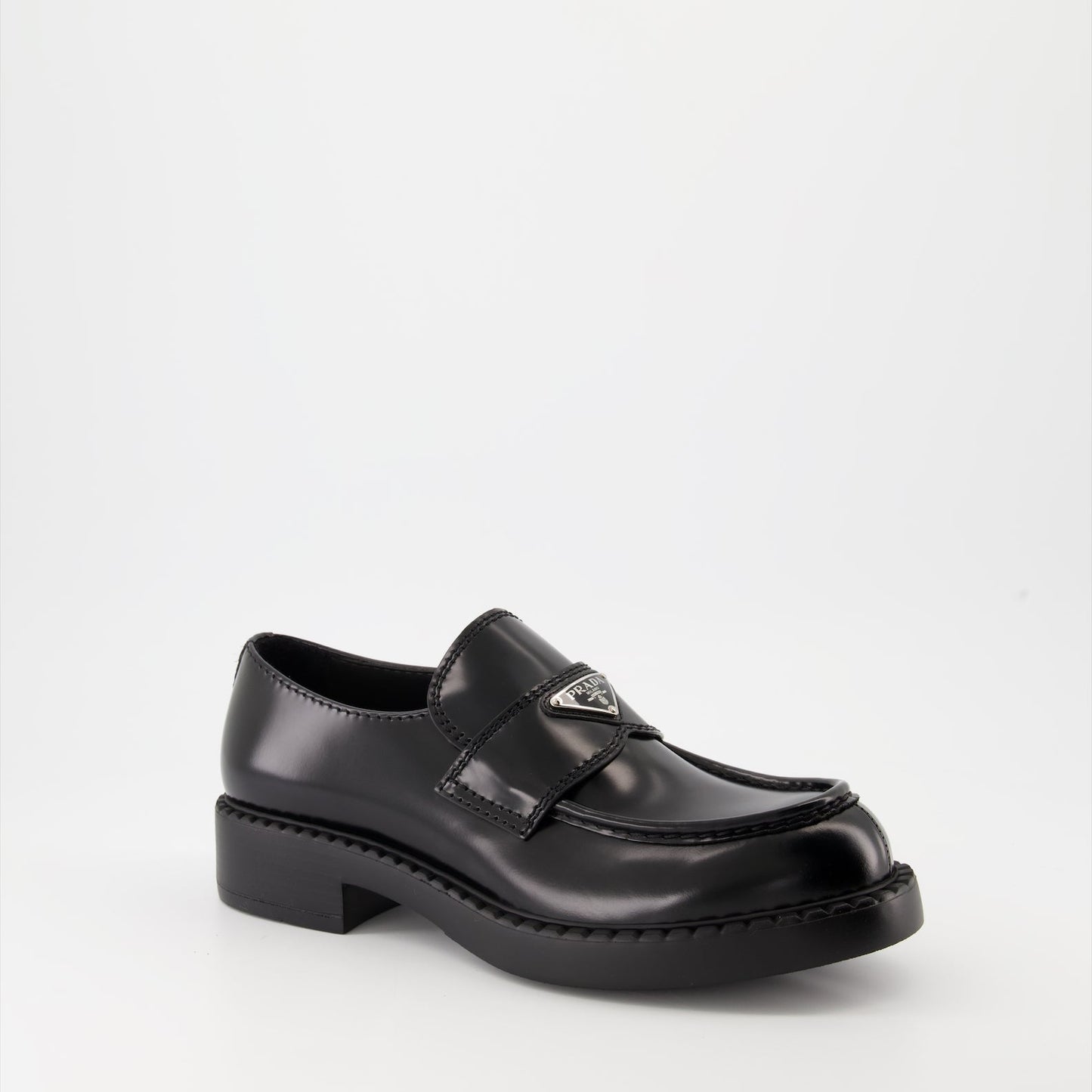 Prada moccasins, luxury leather shoes, black mocassins, designer footwear, Autumn-Winter collection