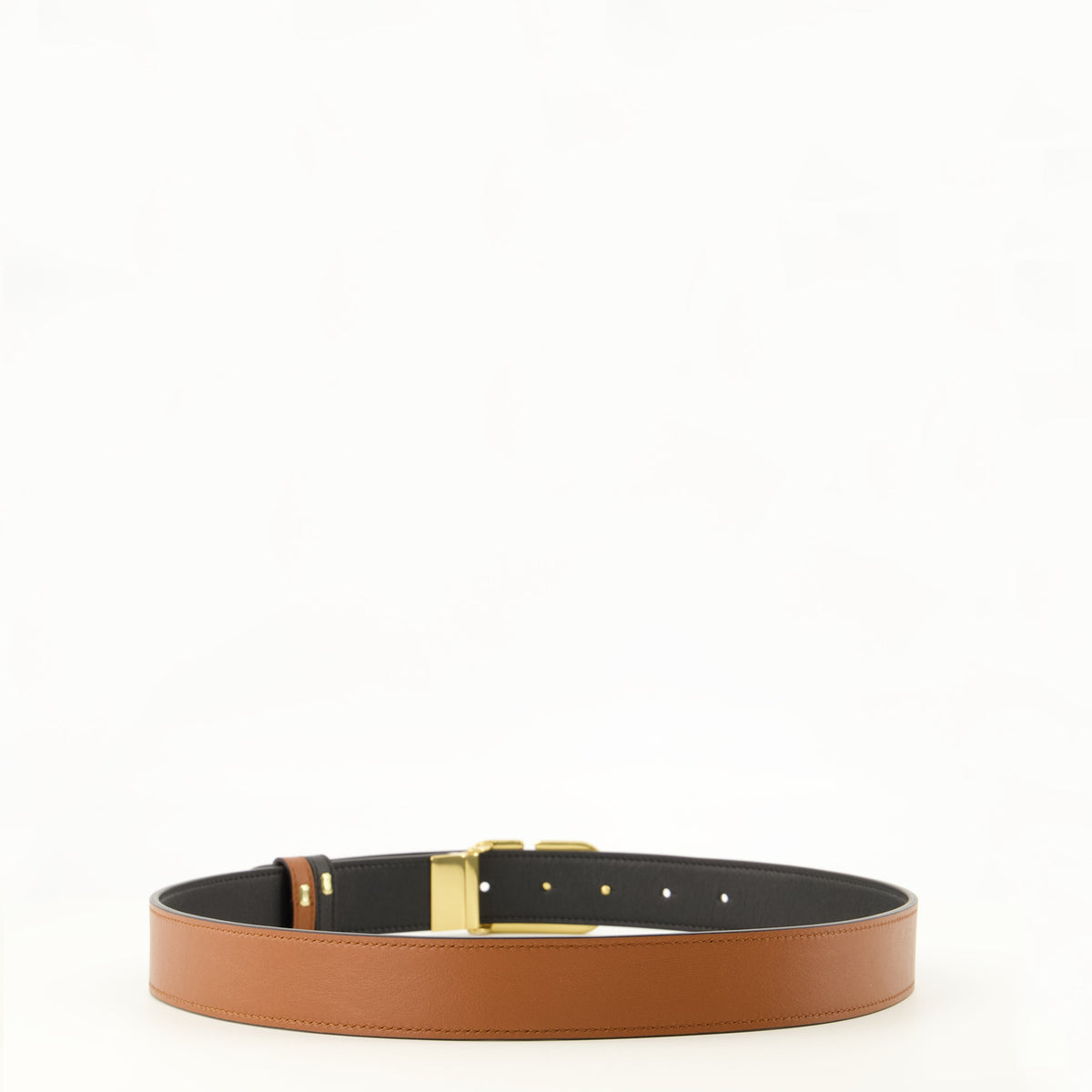 Cintura reversibile in pelle marrone VLogo