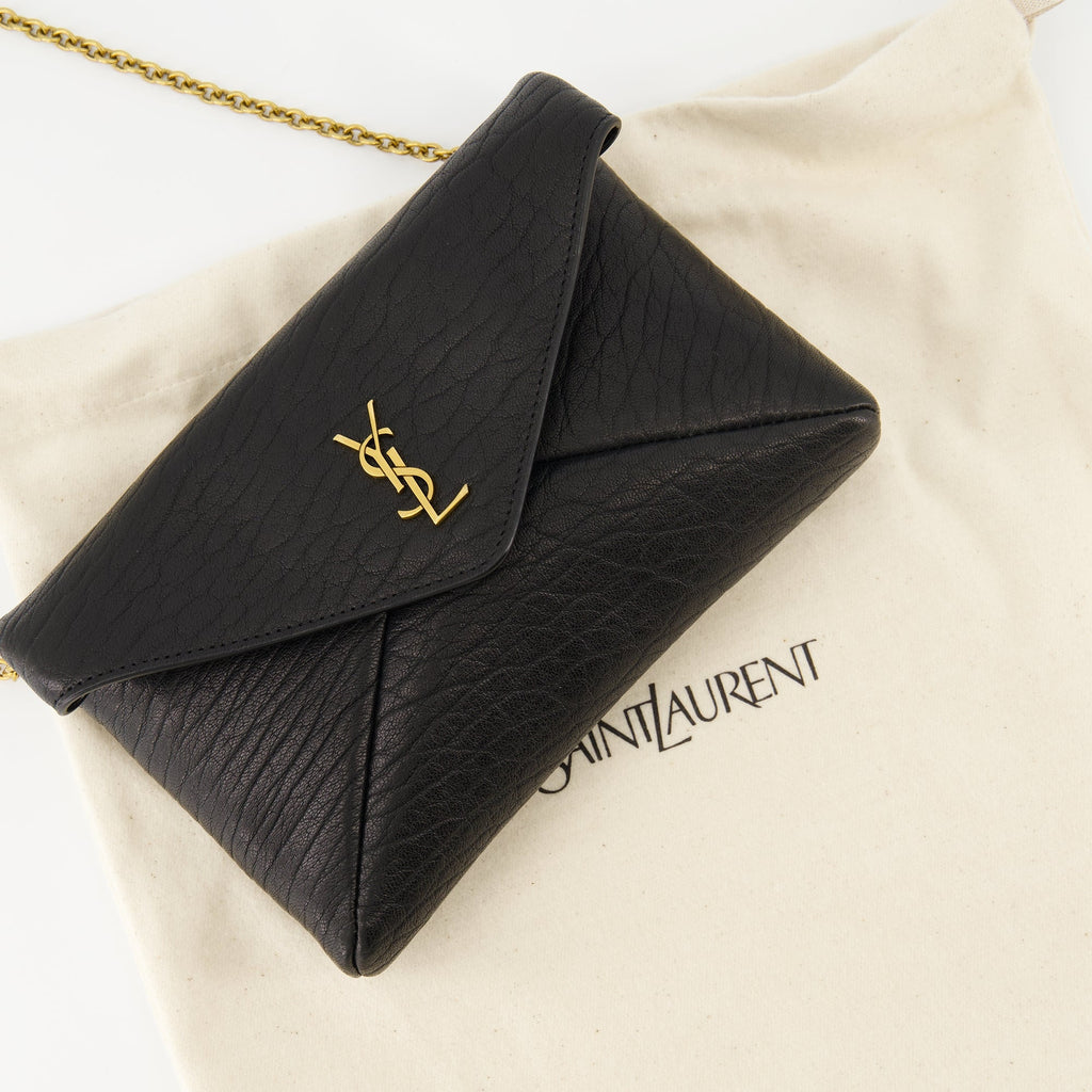 Cassandre Pouch, Saint Laurent bag, black chain pouch, lambskin leather bag, luxury accessory