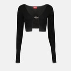 Diesel, black cardigan, ribbed knitwear, Autumn-Winter 2024, luxury fashion