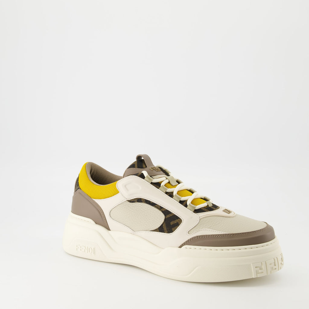 Fendi sneakers, brown sneakers, leather footwear, FF pattern shoes, anti-slip sneakers