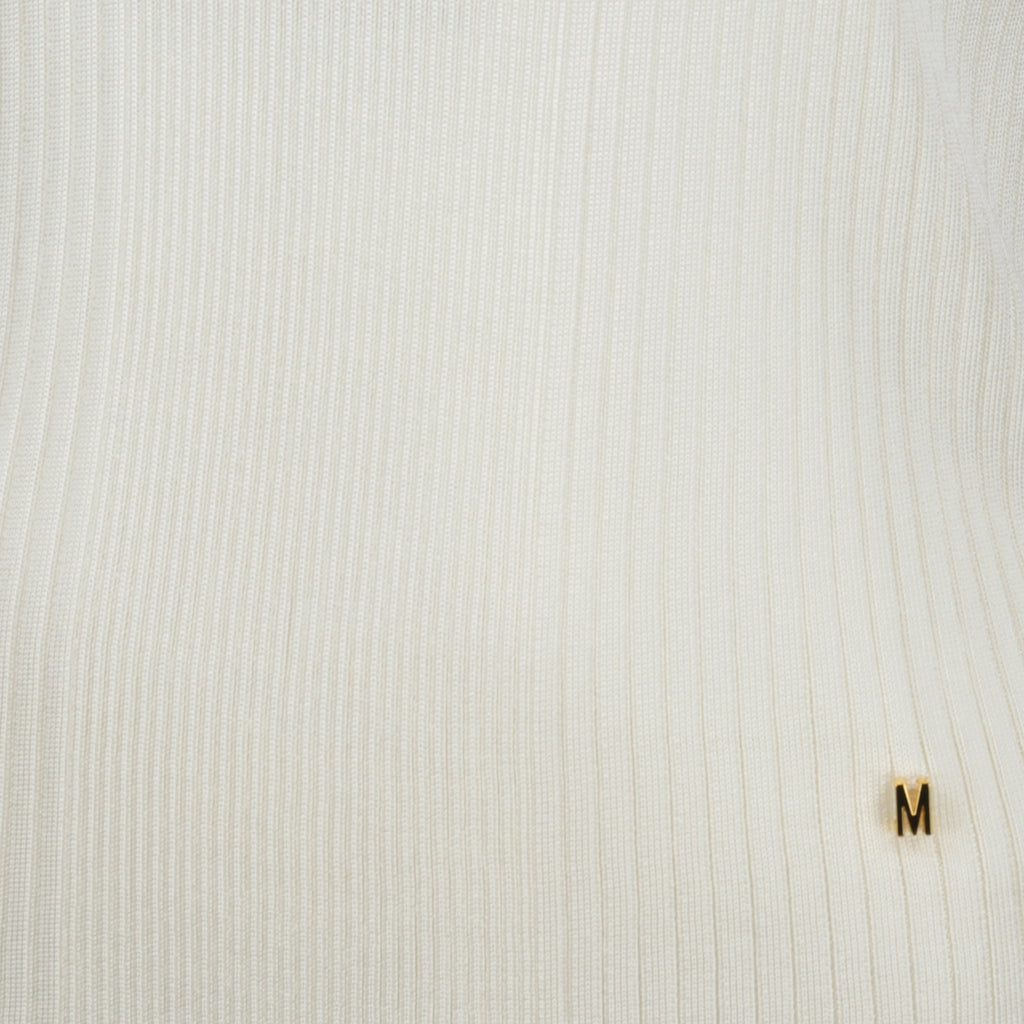 Moschino white top, women's ribbed top, slim-fit top, viscose fashion, spring summer collection