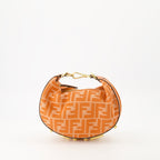 Fendigraphy mini bag, orange crossbody bag, FF print accessory, leather jacquard bag, women's designer bag