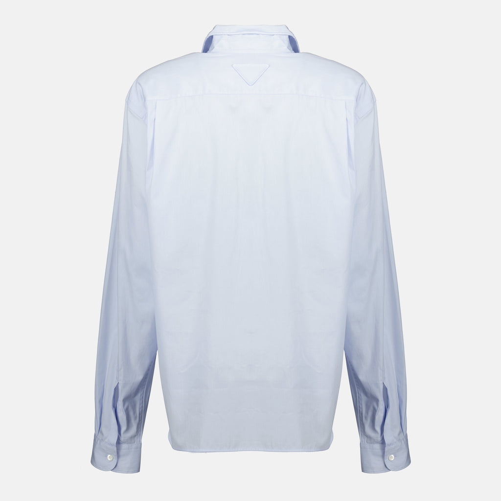 Prada shirt, blue cotton shirt, women's clothing, luxury fashion, refined design
