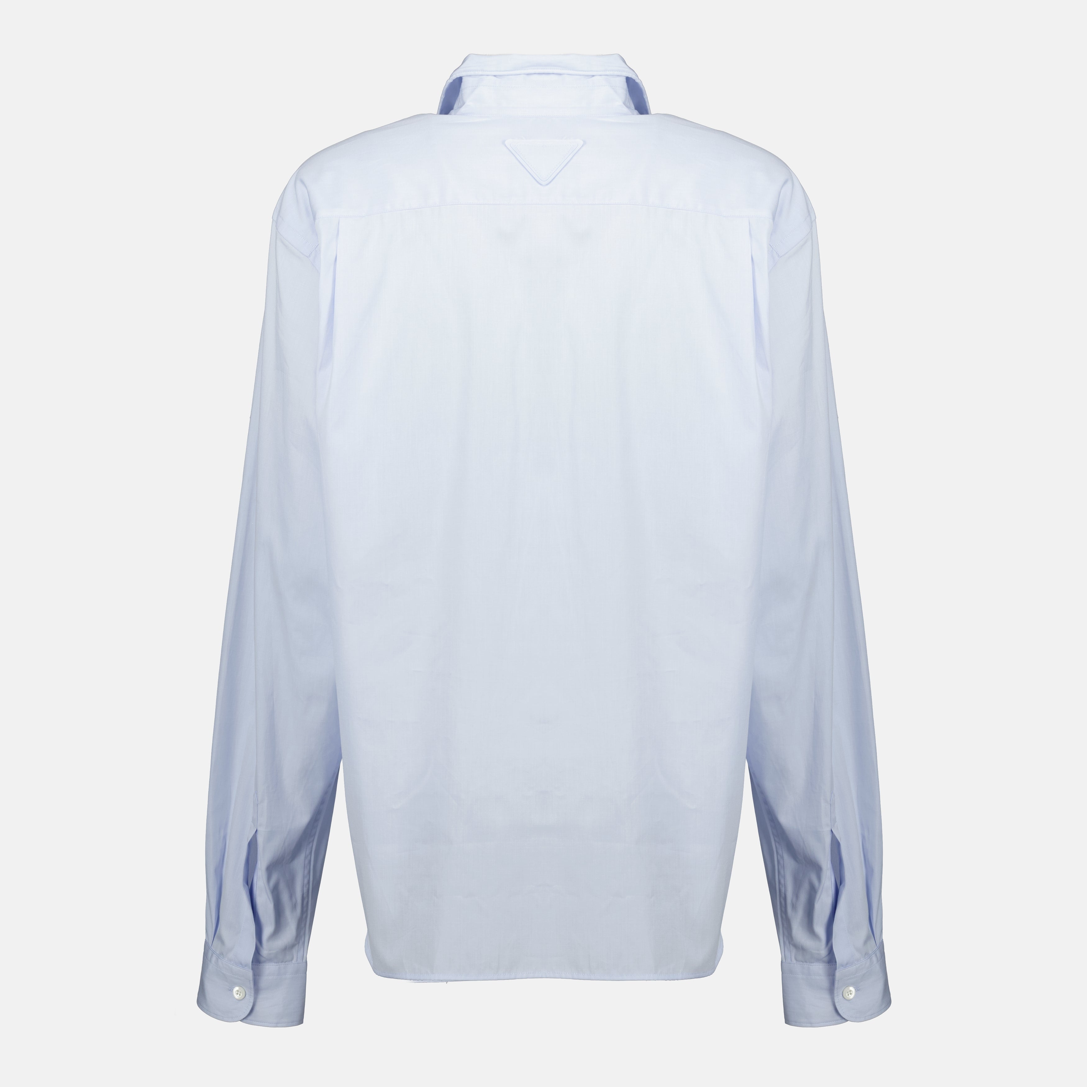 Prada shirt, blue cotton shirt, women's clothing, luxury fashion, refined design