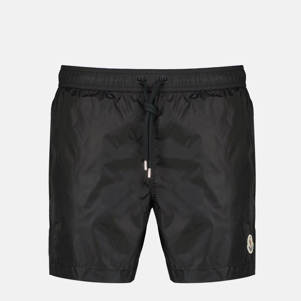 Image of Black Logo Swim Shorts by Moncler for Men - Season Spring-Summer 2026 - Front View