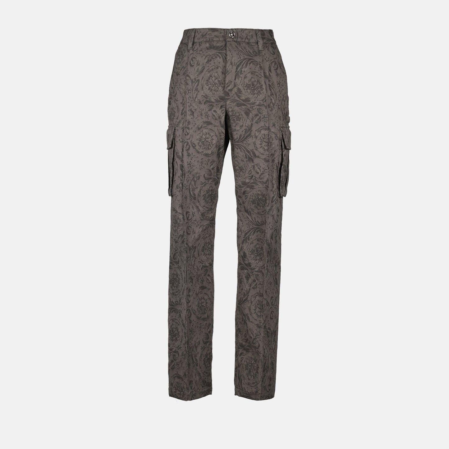 Barocco pants, Versace gabardine, luxury grey pants, cotton gabardine trousers, high-end fashion