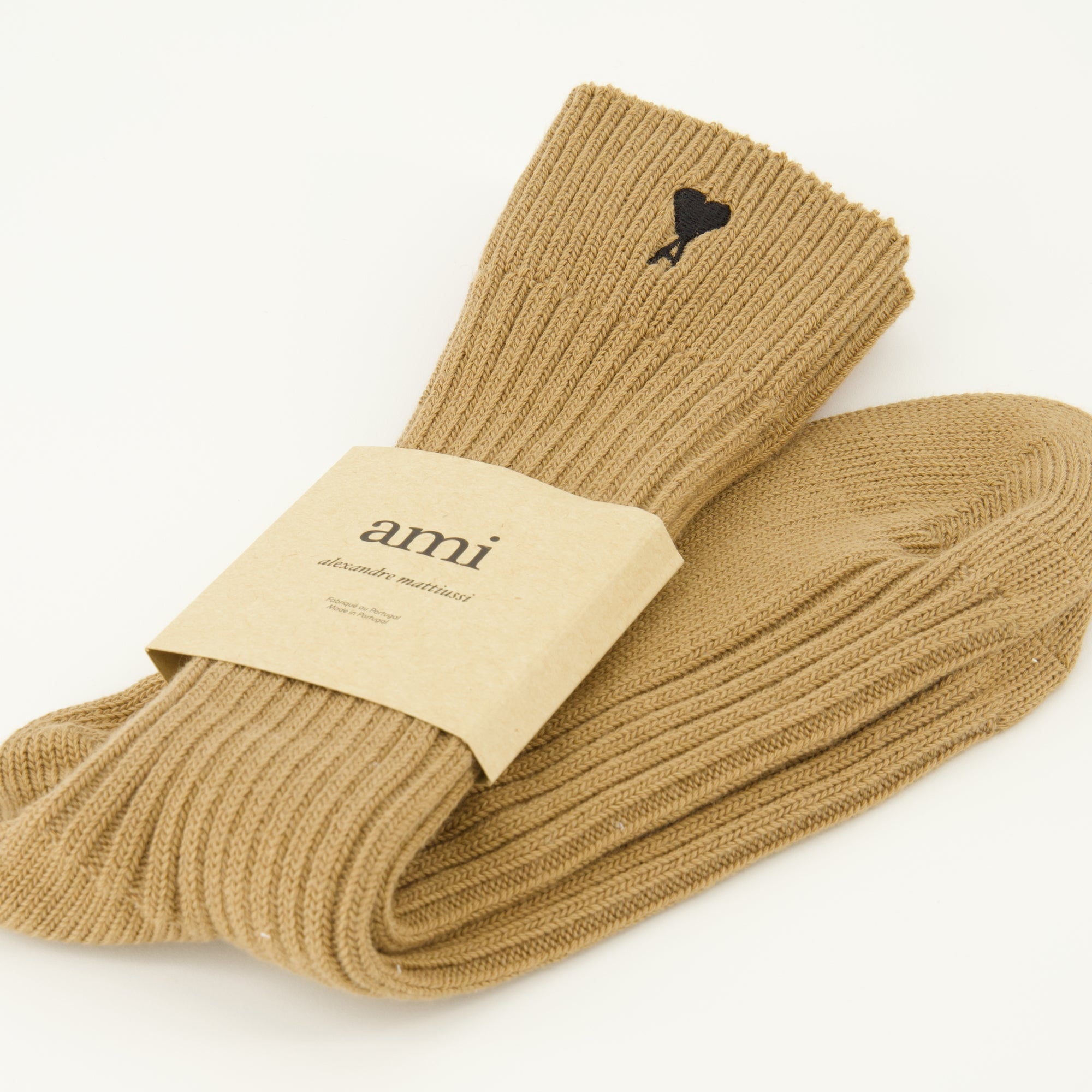AMI Paris socks, Ami de coeur, brown socks, comfortable socks, ribbed texture socks