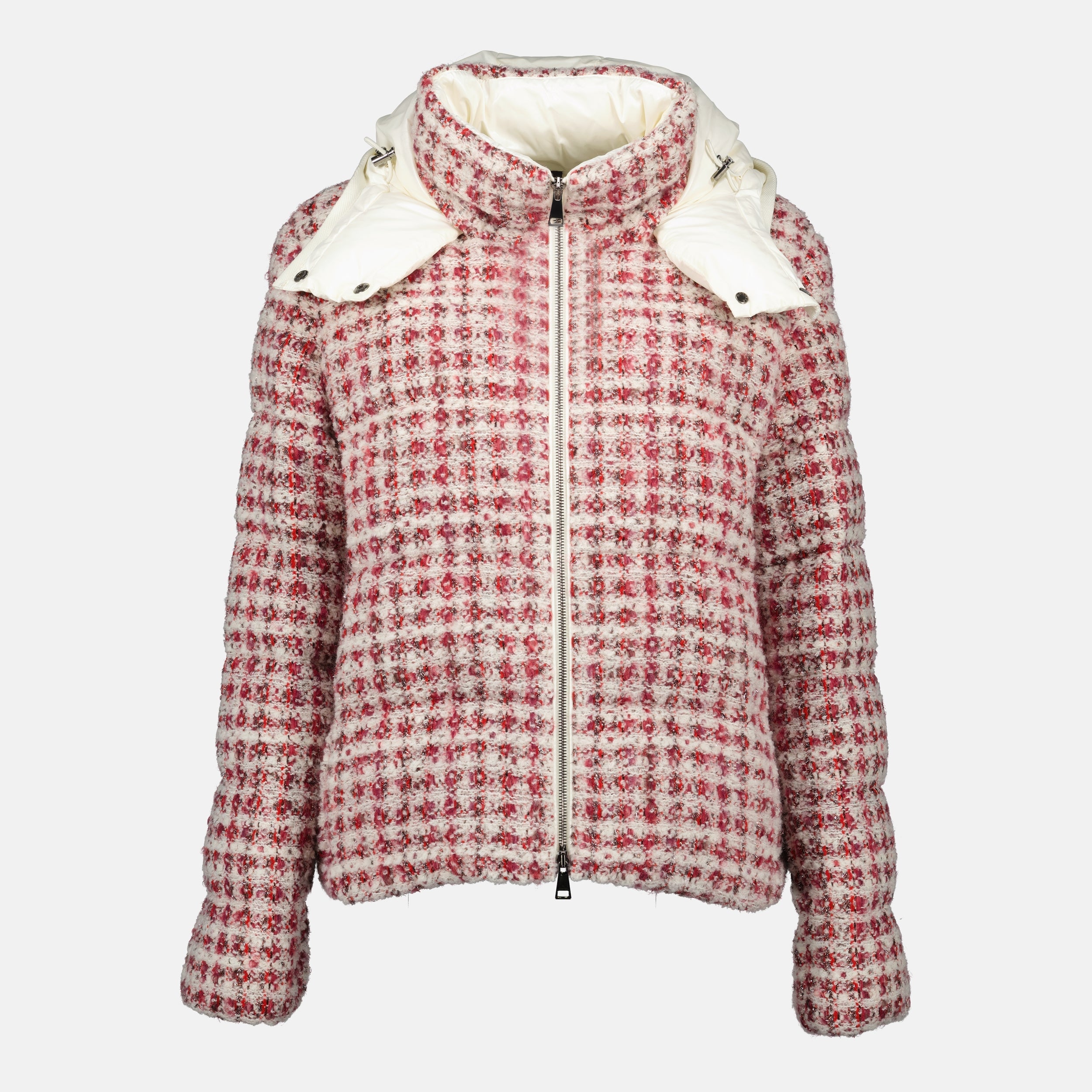 Moncler jacket, Andronne Down Jacket, tweed and lurex outerwear, cropped jacket, autumn winter fashion
