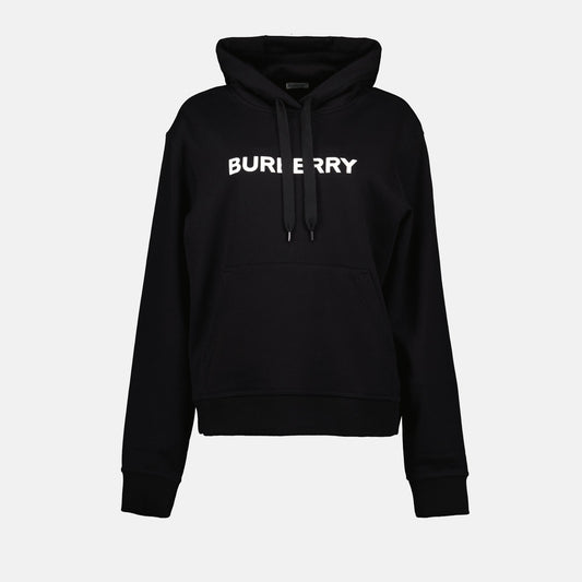 black logo hoodie, Burberry Fall Collection, organic cotton hoodie, timeless style, elegant black hoodie